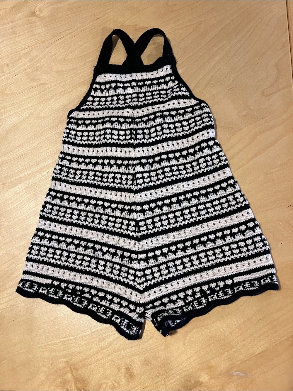 Zara Kids Black and White Knit One-Piece Romper